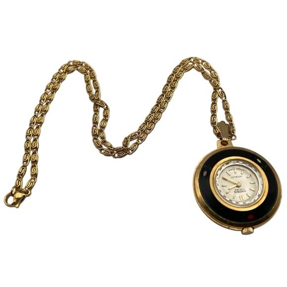 Beautifully Decorated Roses  Anosis 17 Rubis  Incabloc Pendant Wind Up Watch - Picture 1 of 4